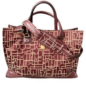 Diane Von Furstenberg Leather Trimmed Satin Weekender Bag Vintage